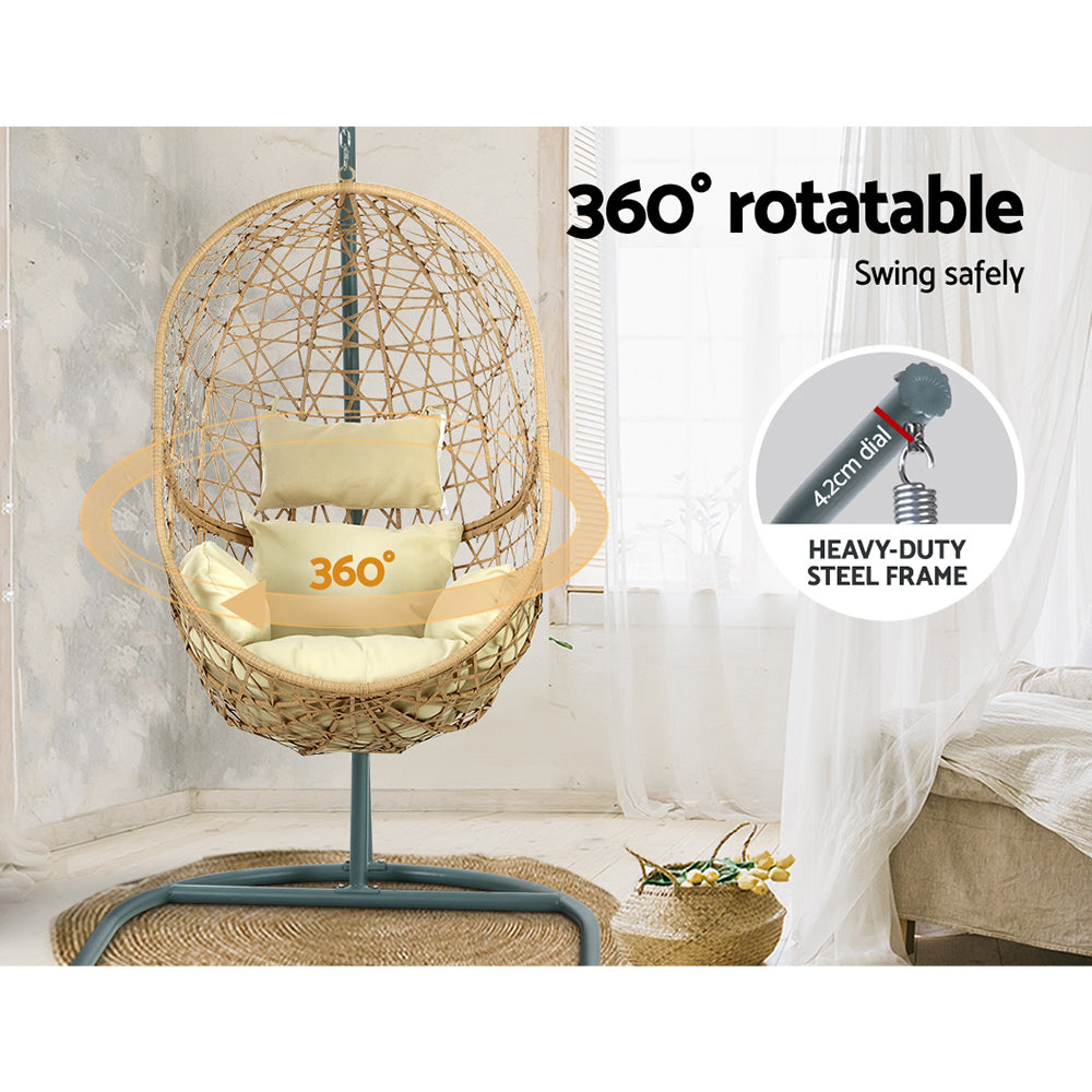 Sorrento Premium Swing Egg Chair With Stand - Cream
